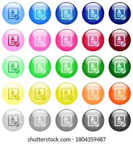 Kontaktieren Sie Symbole in einer Reihe von 25 farbglänzenden Kugelknöpfen.