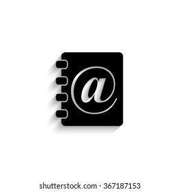 contact book - black vector  icon with shadow