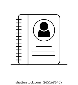 contact book glyph icon with white background vector stock illustration