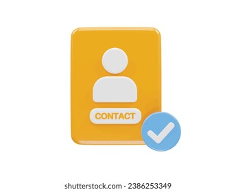 Contact book icon 3d rendering illustration element