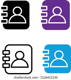 contact book icon with 4 colors. the colors is black, white, purple, and blue.