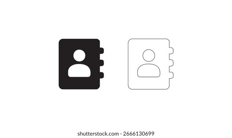 Kontakt Book Icon Adressbuch Vektor in Solid und Outline-Stil