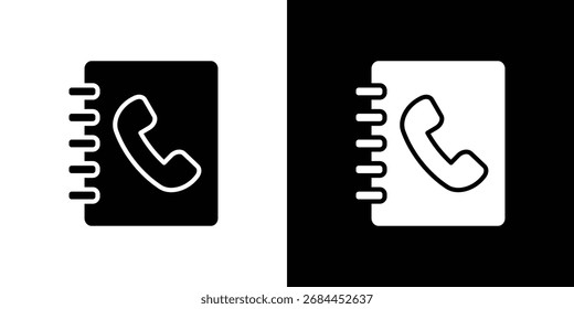 Contact book icon in flat style, filled black symbol