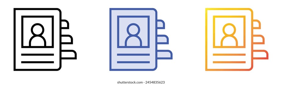 contact book icon. Linear, Blue Fill and Gradient Style Design Isolated On White Background