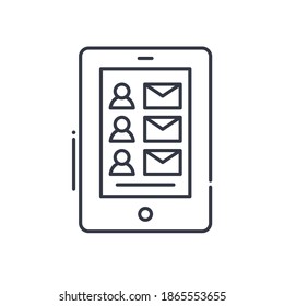 Contact book icon, linear isolated illustration, thin line vector, web design sign, outline concept symbol with editable stroke on white background.
