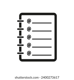 Contact book icon. Notepad icon. Address book icon. Vector illustration. EPS 10.