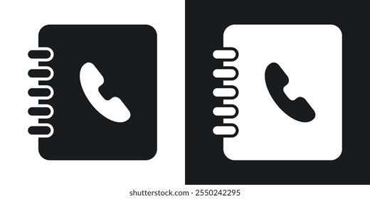 Contact book icon pack in black color.