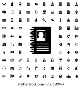Contact book icon. set of filled company icons.