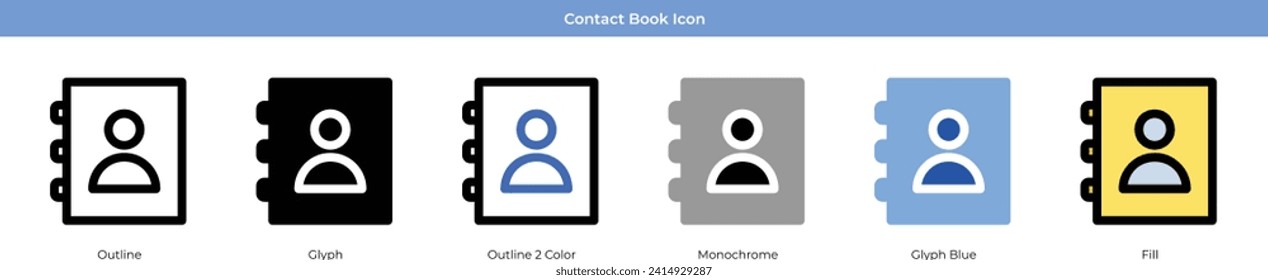 Diseño de vectores de conjunto de iconos de la libreta de contactos