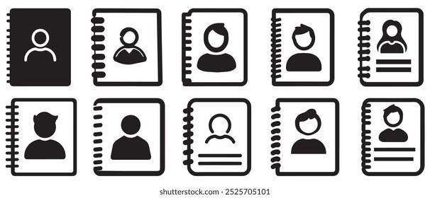 Contact book Icon of a with a silhouette of a person on the cover.