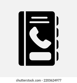 Contact book icon in solid style about communication, use for website mobile app presentation