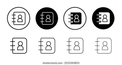 Contact book icon Thin line vector illustration set
