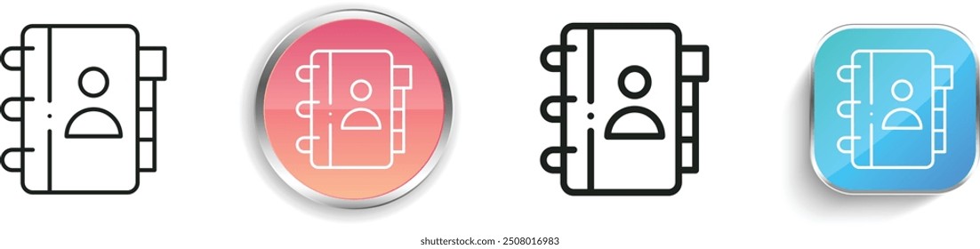 contact book icon. Thin Linear, Regular and Button Style Design Isolated On White Background