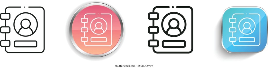 contact book icon. Thin Linear, Regular and Button Style Design Isolated On White Background