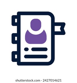 icono de libro de contacto. icono vectorial de doble tono para su sitio web, móvil, presentación y diseño de logotipo.