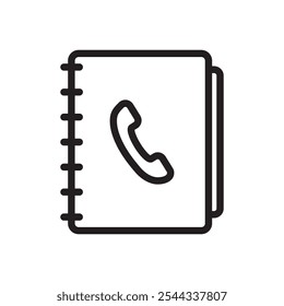 Contact book icon Vector flat thin line illustration