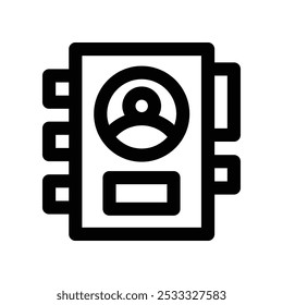 Kontaktbuchsymbol. Vektorliniensymbol für Ihre Website, Ihr Handy, Ihre Präsentation und Ihr Logo-Design.
