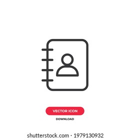 Contact book icon vector. Contact sign