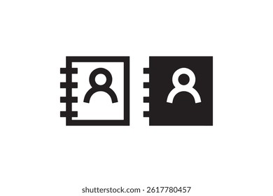 Contact book icons in outline and solid style Vector