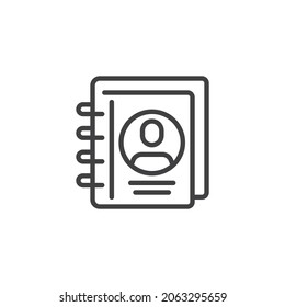 Contact book line icon. linear style sign for mobile concept and web design. Address book outline vector icon. Symbol, logo illustration. Vector graphics