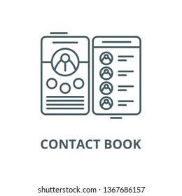 Contact book line icon, vector. Contact book outline sign, concept symbol, flat illustration
