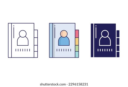 Contact book line and solid illustration icon