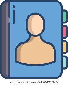 Contact book linear color vector illustration