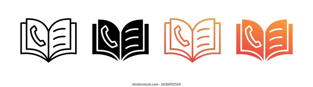 Contact Book Multi Style Icon Set Vector