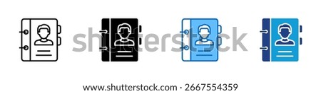 Contact Book Multiple Style Icon Vector Design - contact address book with profile picture tabs, symbolizing saved contacts or directory