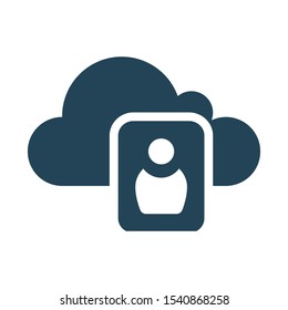 Contact book on the cloud service. Cloud Computing Icon. Simple glyph style. Perfect symmetrical. 
