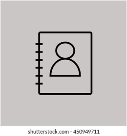 Contact book outline vector icon line illustration