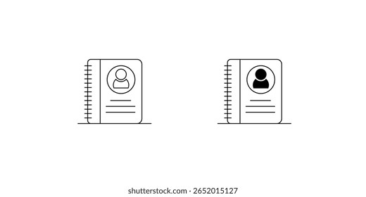 Contacto Icono de conjunto de libros con Vector de fondo blanco Ilustración de stock