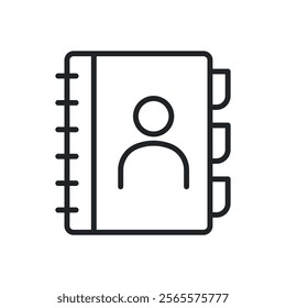 Contact book thin line icons. Perfect pixel on transparent background