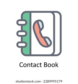 Contact Book Vector Fill outline icons. Simple stock illustration stock