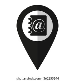 contact book - vector icon;  black map pointer