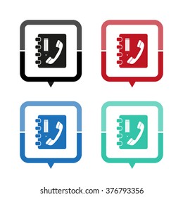 Contact book - vector icon; map pointer;  message bubble