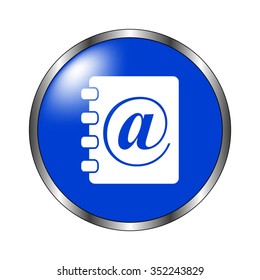 contact book - vector icon on the blue button