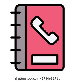 Contact Book Vector Icon, User Interface Related Lineal Colour Style Vector Icon.