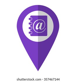 contact book - vector icon;  violet map pointer