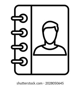 Contact Book Vector Outline Icon Isolated On White Background
