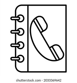 Contact Book Vector Outline Icon Isolated On White Background
