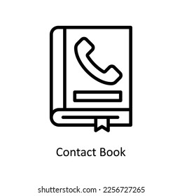 Contact Book Vector Outline icon for your digital or print projects. stock illustration