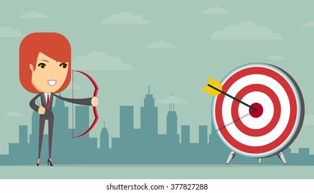 Contact business ideas right on target, winning business concept, vector illustration