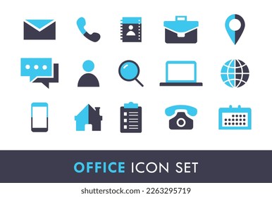 Contact Business Office Dual Tone Icon Set Vector Illustration