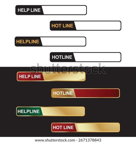 Contact Button Icon Set Gradient and Silhouette Vector Collection for User Interface Design