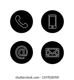 Contact buttons set - email, envelope, phone, mobile icons