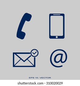 Contact buttons set - email, envelope, phone