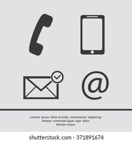 Contact buttons set - email, envelope, phone