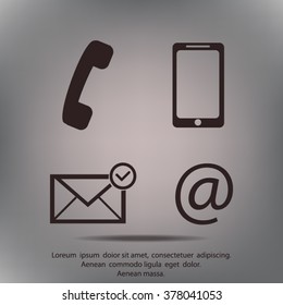 Contact buttons set - email, envelope, phone