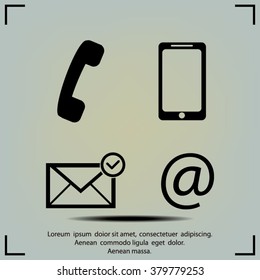 Contact buttons set - email, envelope, phone